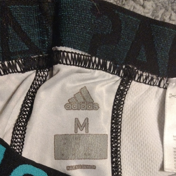 adidas Black Compression Shorts with Purple, Teal & Coral Scribble Print - Picture 2 of 8